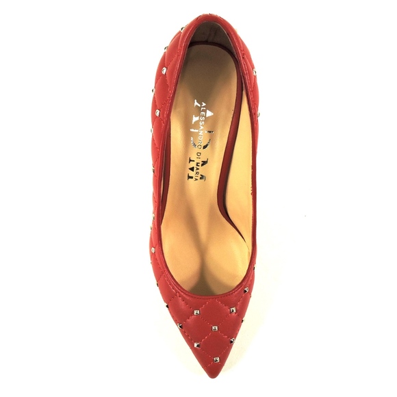 RED LEATHER FASHION PAMPS - Picture 6 of 8